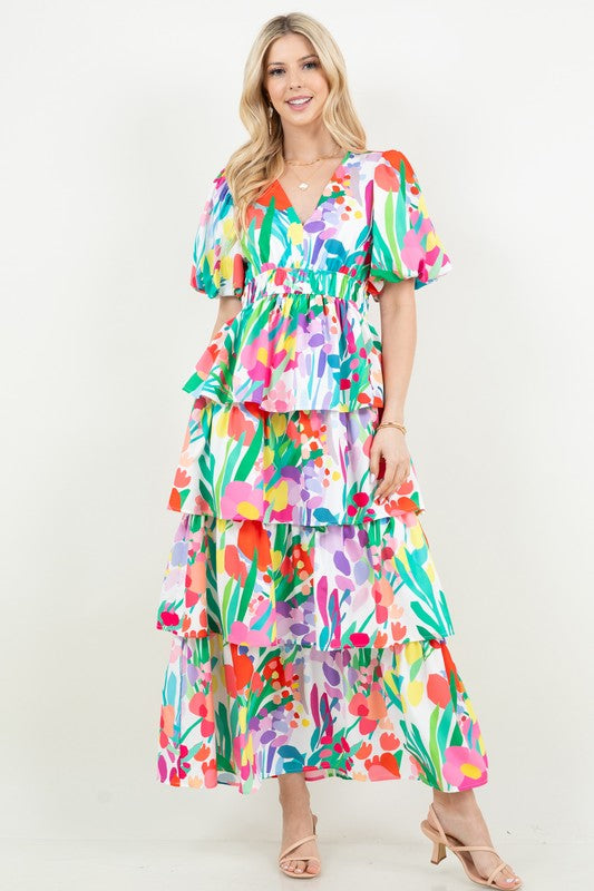 Floral Maxi tiered dress